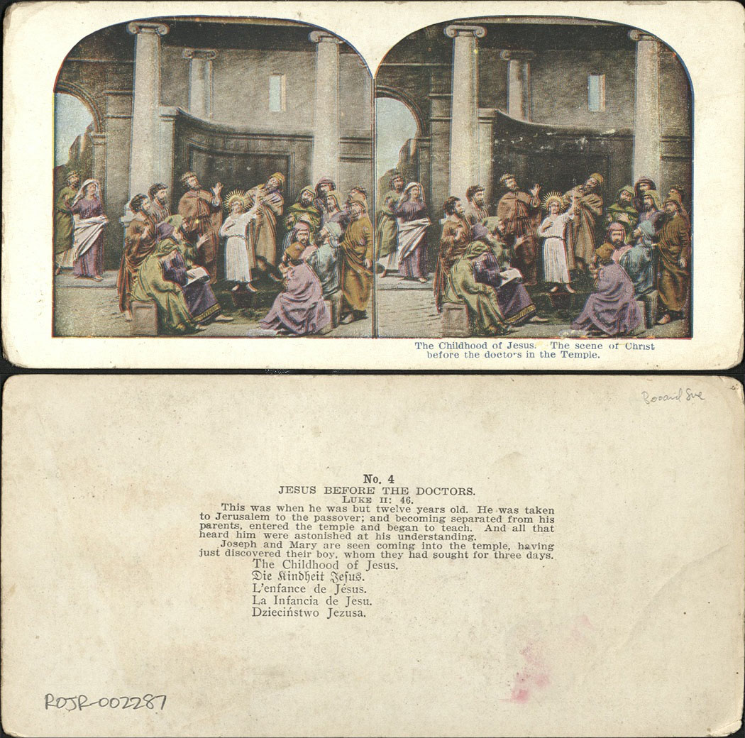The childhood of Jesus. The scene of Christ before the doctors in the Temple.
